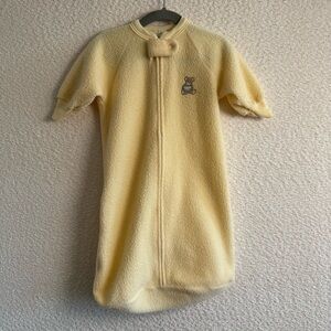 Vintage Carters Yellow Fleece Embroidered Bear Soft Sleepsack Size‎ 0-12 Months